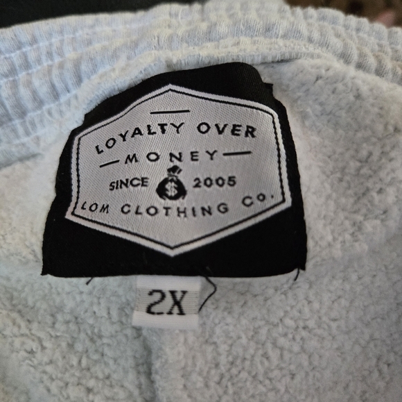 LOM Clothing "Loyalty over money" fleeced lined gray joggers sz2X 34"x32" - Picture 8 of 9